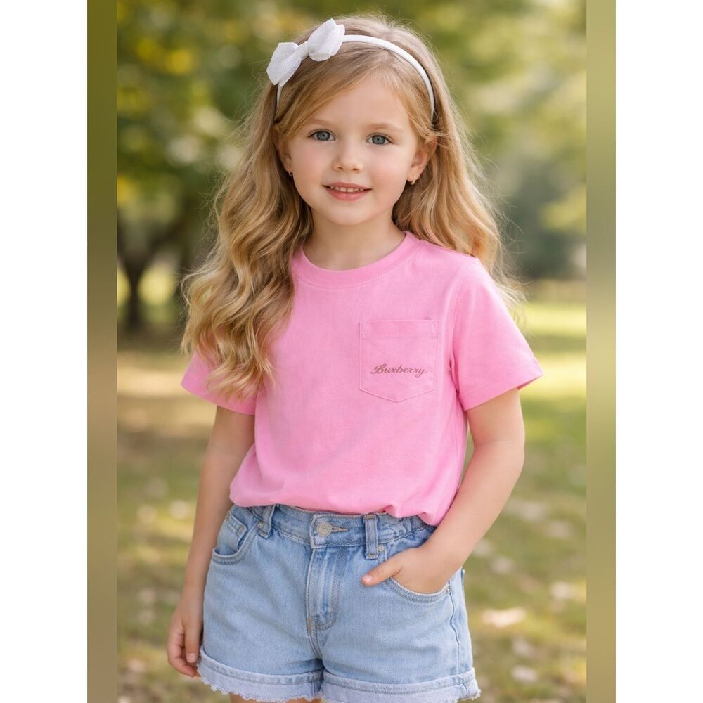 Burberry Little Girl's Logo Crewneck T-Shirt Sz 6 NWOT
